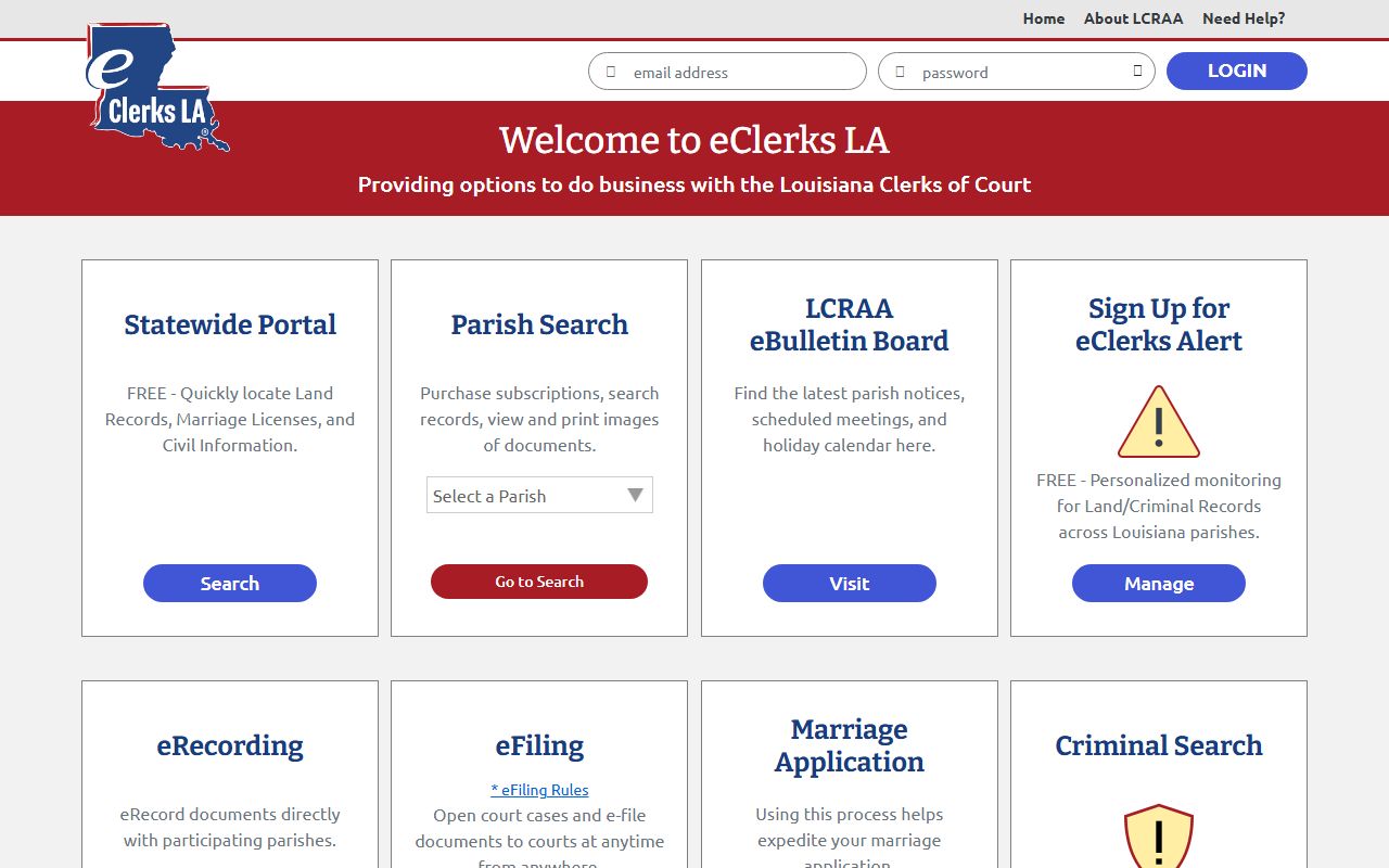 East Feliciana Parish Clerk of Court records eVault LA online database