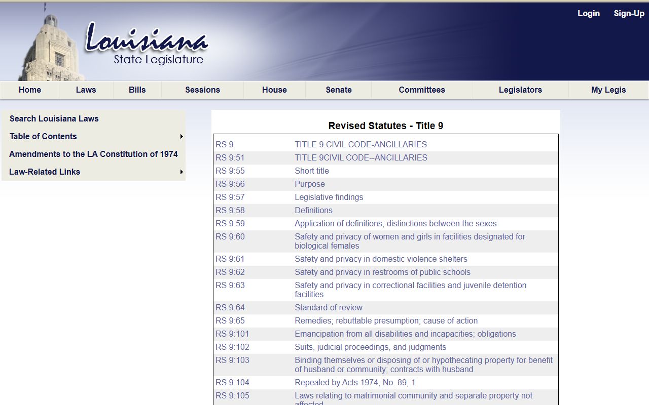 East Feliciana Parish court dockets Louisiana Title 9 marriage law