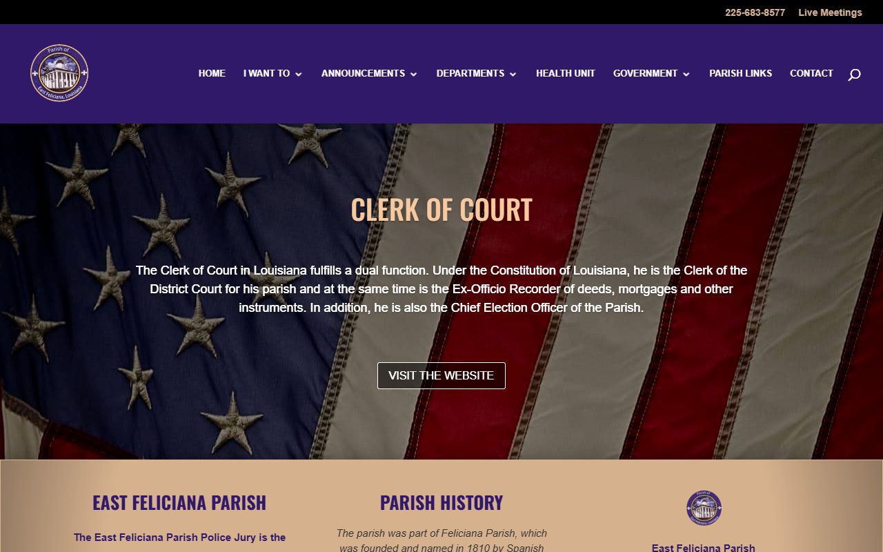 East Feliciana Parish criminal court records Clerk of Court role