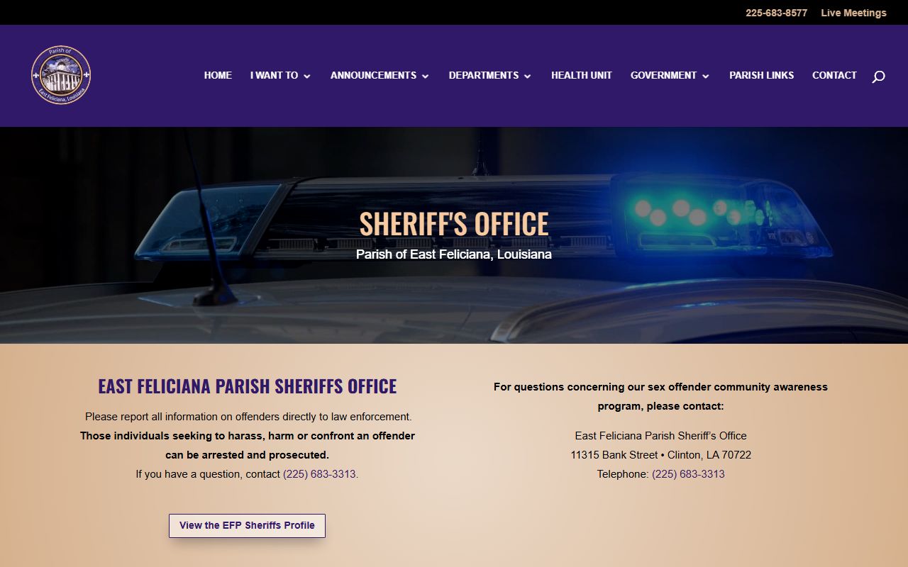 East Feliciana Parish criminal court records parish sheriff page