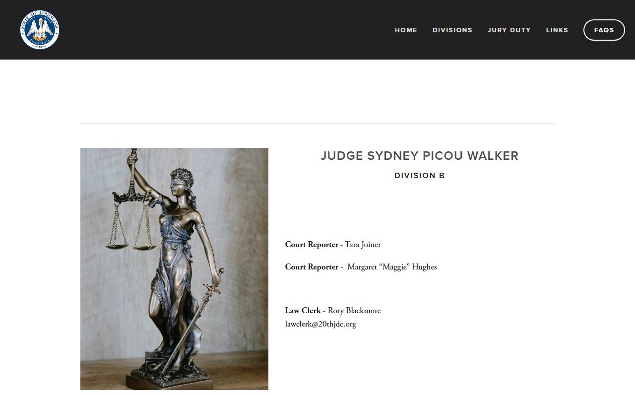 East Feliciana Parish District Court Division B judge page