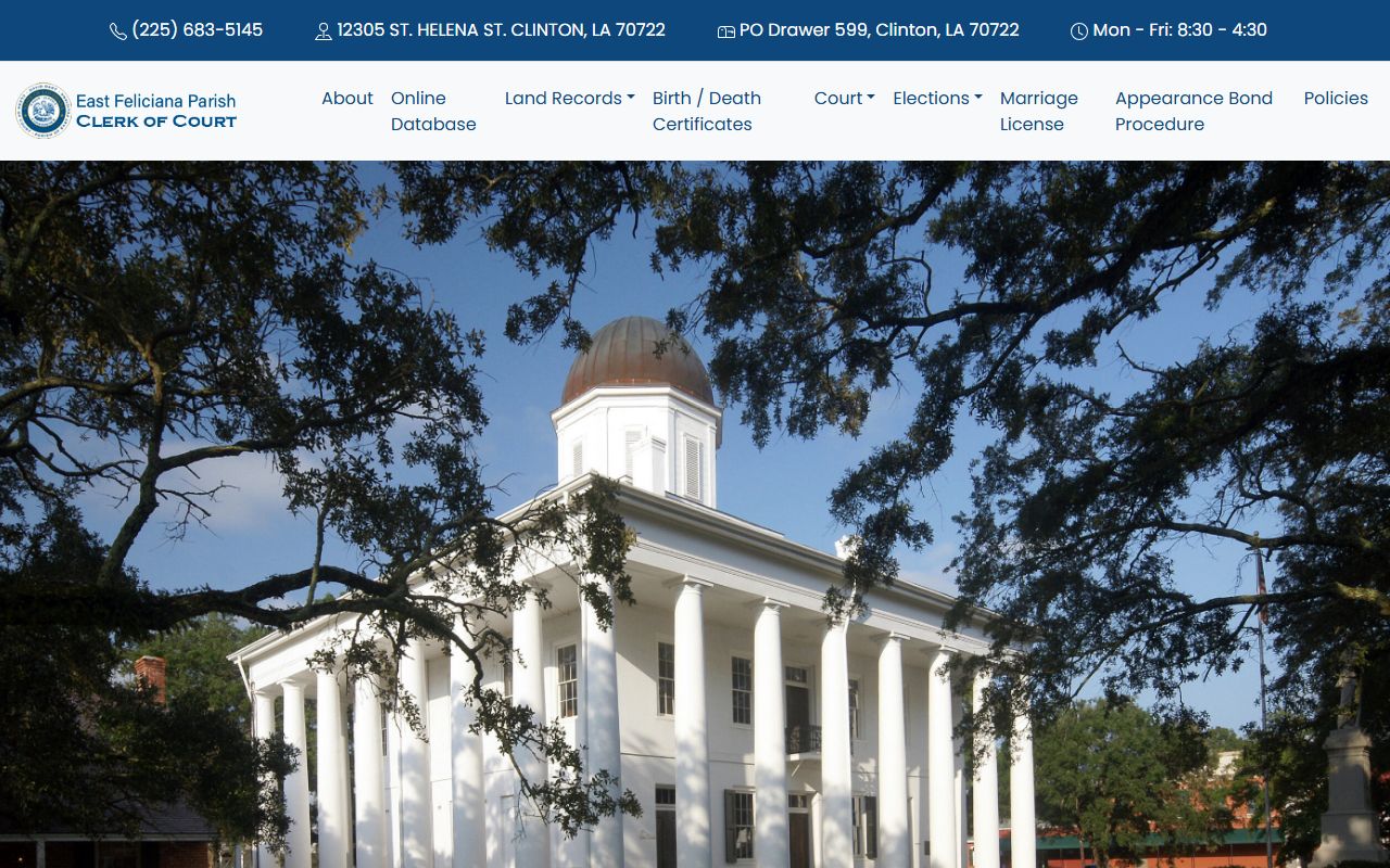 East Feliciana Parish court records Clerk homepage