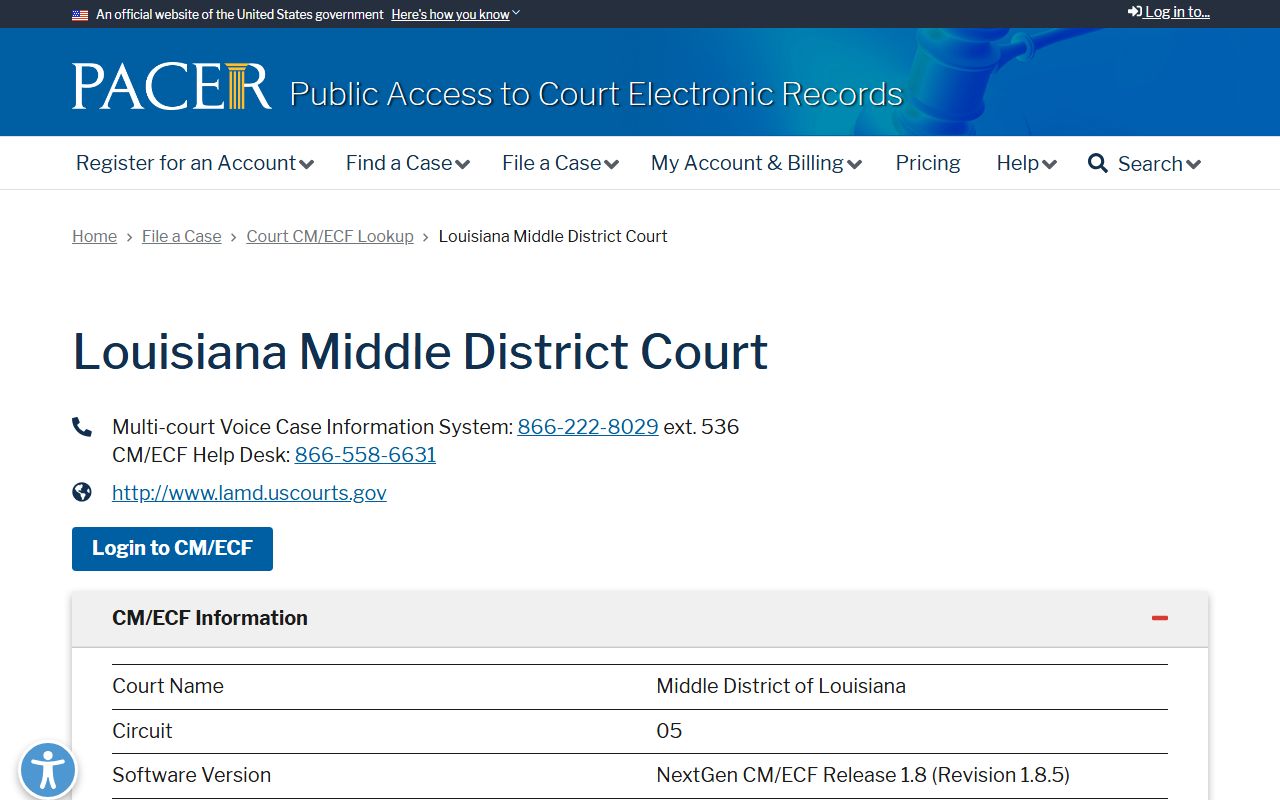 East Feliciana Parish traffic records and Middle District federal court CM ECF information